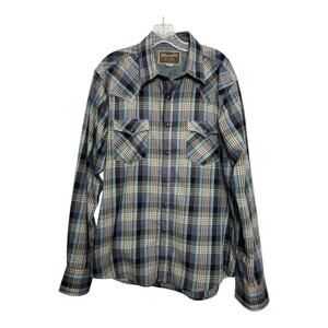 WRANGLER Western Men's Multi Check Plaid Rancher Pearl Snap Button Shirt L